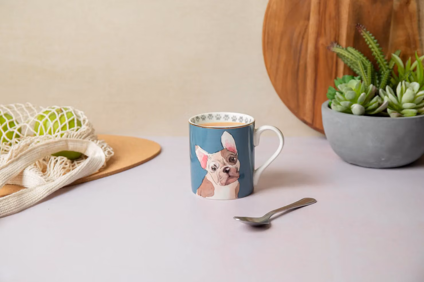 Mikasa French Bulldog Porcelain Mug, 280ml, Blue and Gold – 2