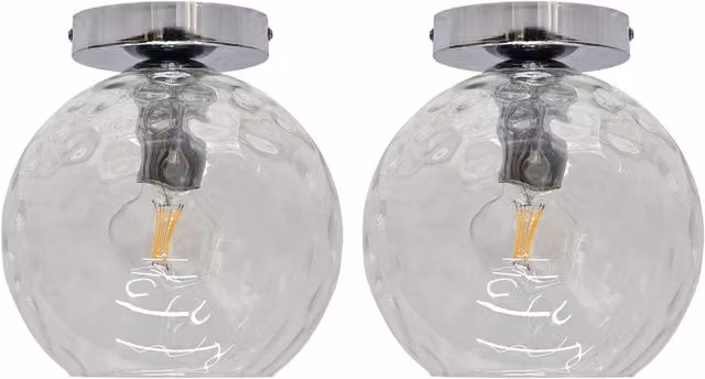 First Choice Lighting Barnum Set of 2 Chrome Ceiling Lights with Transparent Glass Spheres – 1