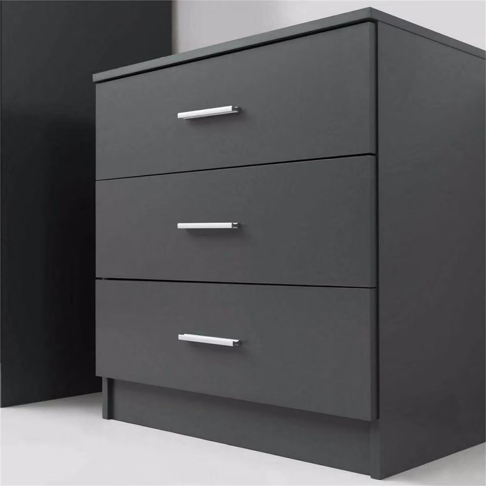 EONLION Modern 3 Drawer Chest of Drawers in Dark Grey, Width: 100 cm – 4