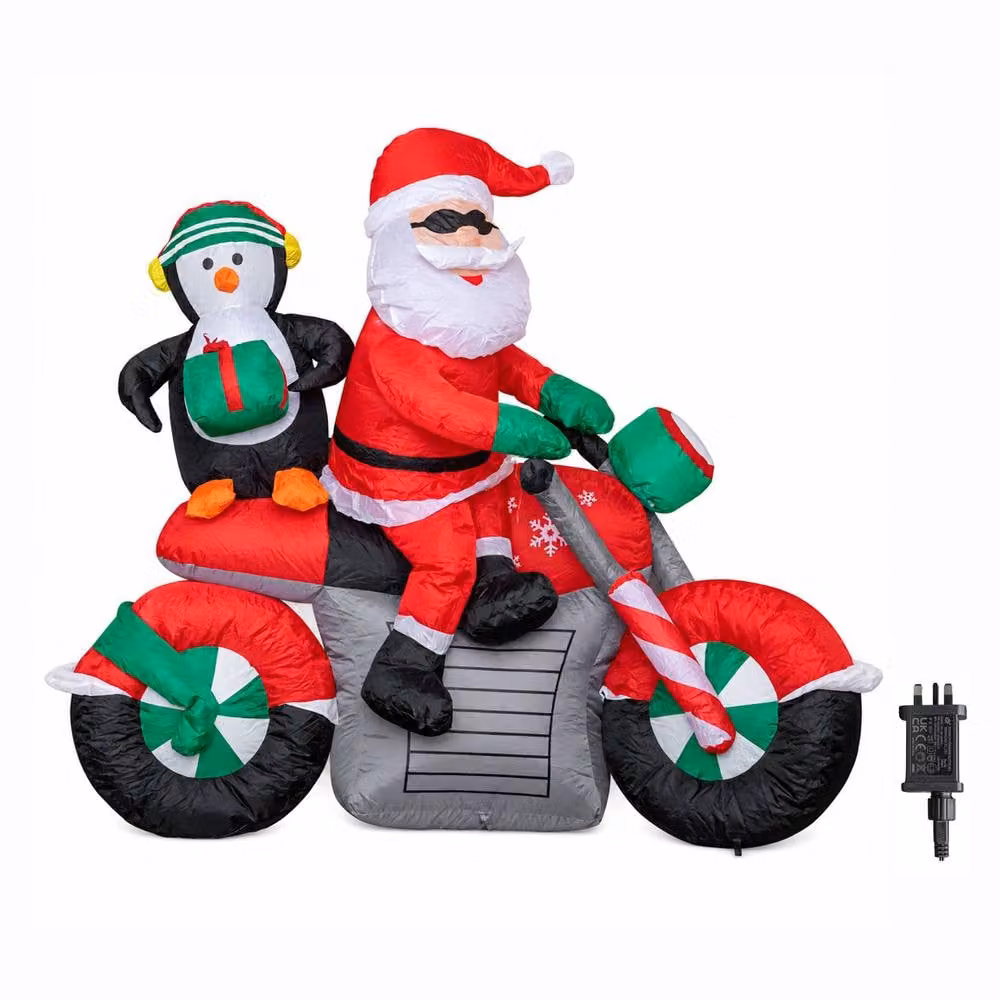 Samuel Alexander Multicolour Light Up Santa with Penguin on Motorbike Christmas Inflatable with LEDs – 2