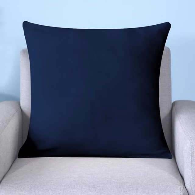 Trimming Shop Plain Square Velvet Stretch Cushion Cover in Blue