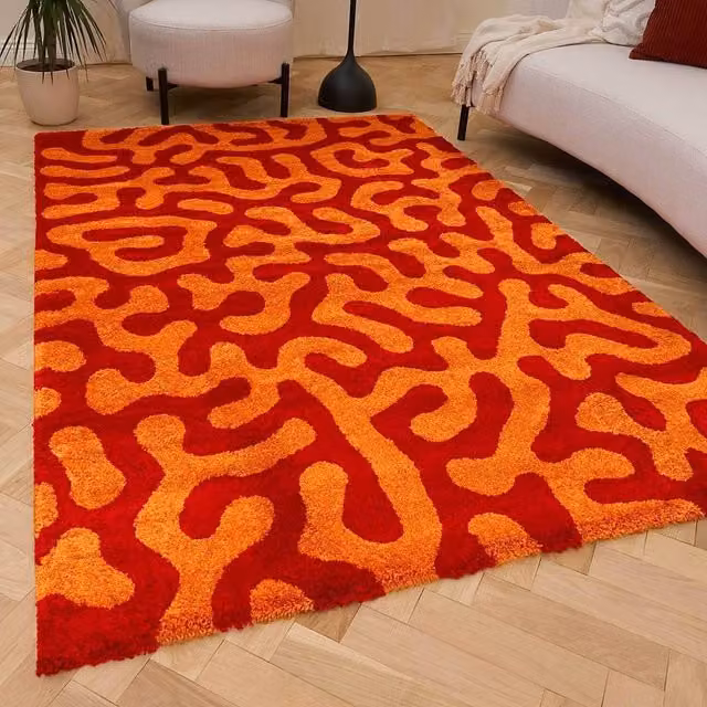 THE RUGS Joli Abstract Pattern Soft and Dense Pile Red Area Rug, W: 120 cm, L: 170 cm – 1