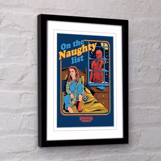 Stranger Things Naughty List Christmas Framed Multicolour Paper Poster