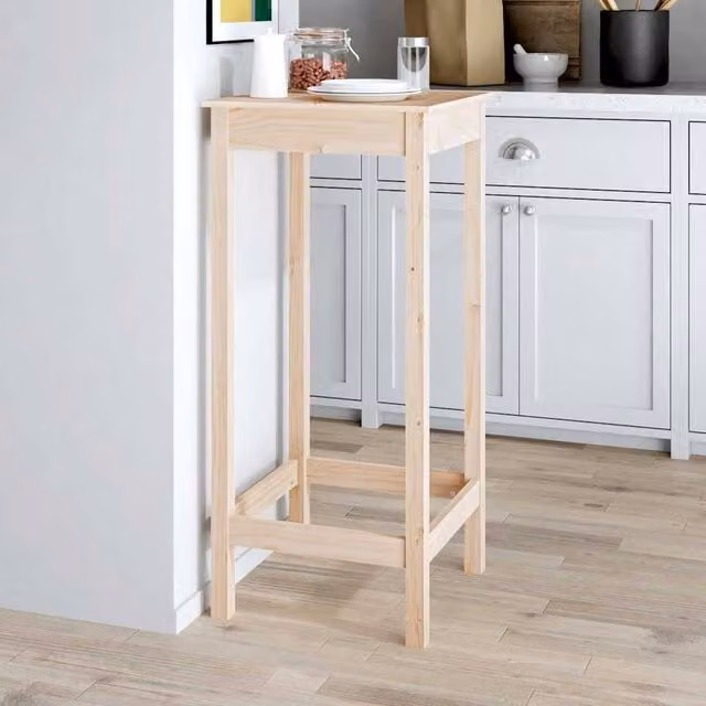 Berkfield Home Beautiful Bar Table in Light Tan Solid Pine, W/D/H: 50 x 50 x 110 cm – 1