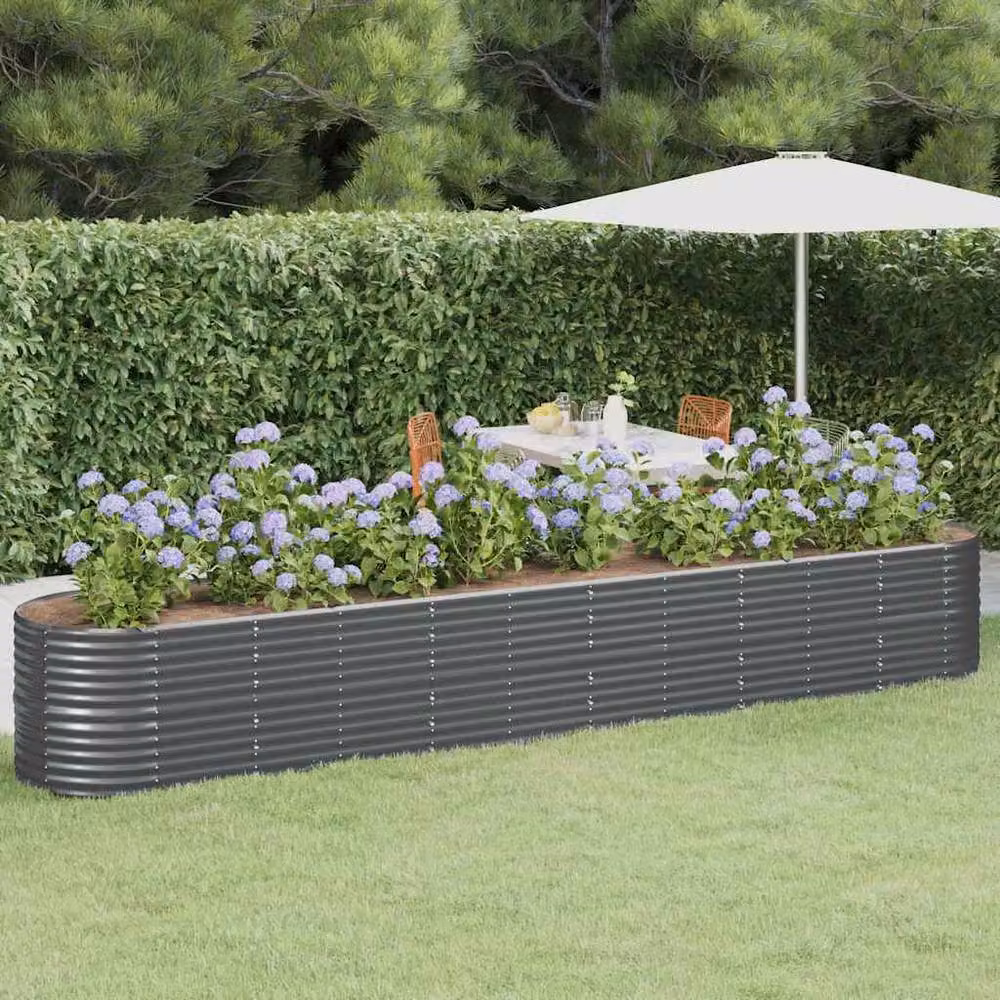 Berkfield Home Garden Powder-coated Steel Raised Bed in Anthracite Grey, W/D/H: 440 x 80 x 68 cm – 2