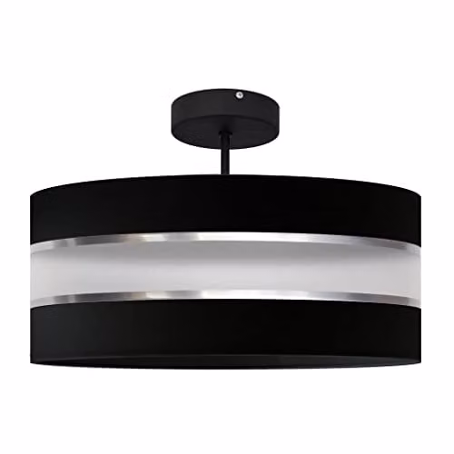 Netlighting Helen Cylindrical Pendant Ceiling Light in Black and Silver, Diameter: 40 cm