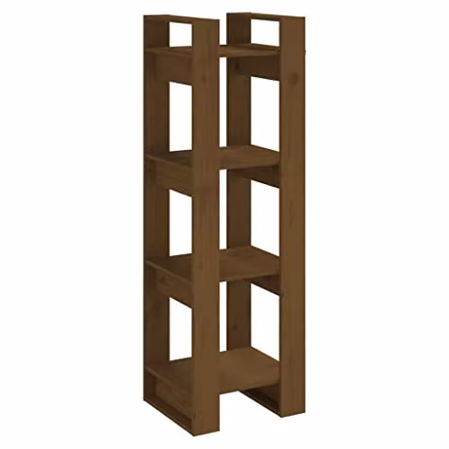 vidaXL Solid Wood Book Cabinet and Room Divider in Honey Brown, W/D/H: 41 x 35 x 125 cm