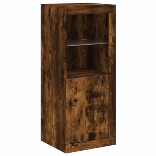 vidaXL Modern Sideboard with Integrated LED Lights in Smoked Oak, W/D/H: 41 x 37 x 100 cm – 1