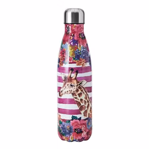 MIKASA Wild At Heart Giraffe Vacuum Insulated Stainless Steel Water Bottle, 500 ml, Multicolour