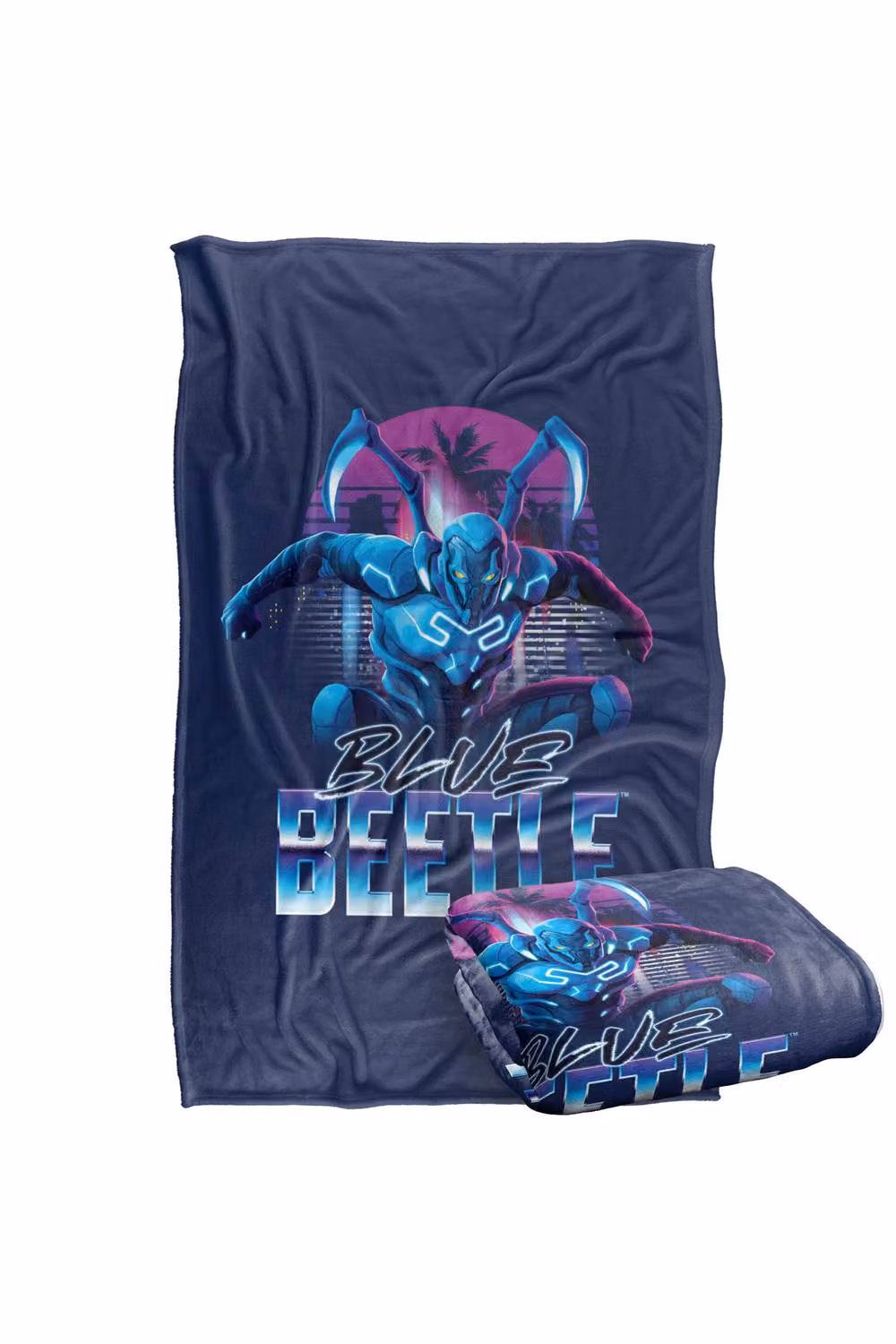 Warner Bros. Blue Beetle (2023) City Protector Super Soft Fluffy Polyester Throw Blanket in Blue and Multicolour, Large – 2