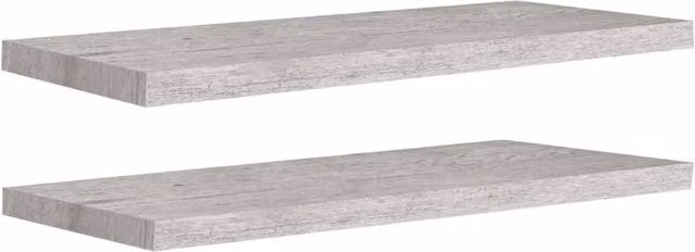 Berkfield Home Floating Wall Shelves, 2 Piece Set in Concrete Grey MDF and Metal, W: 80 cm, D: 23.5 cm, H: 3.8 cm