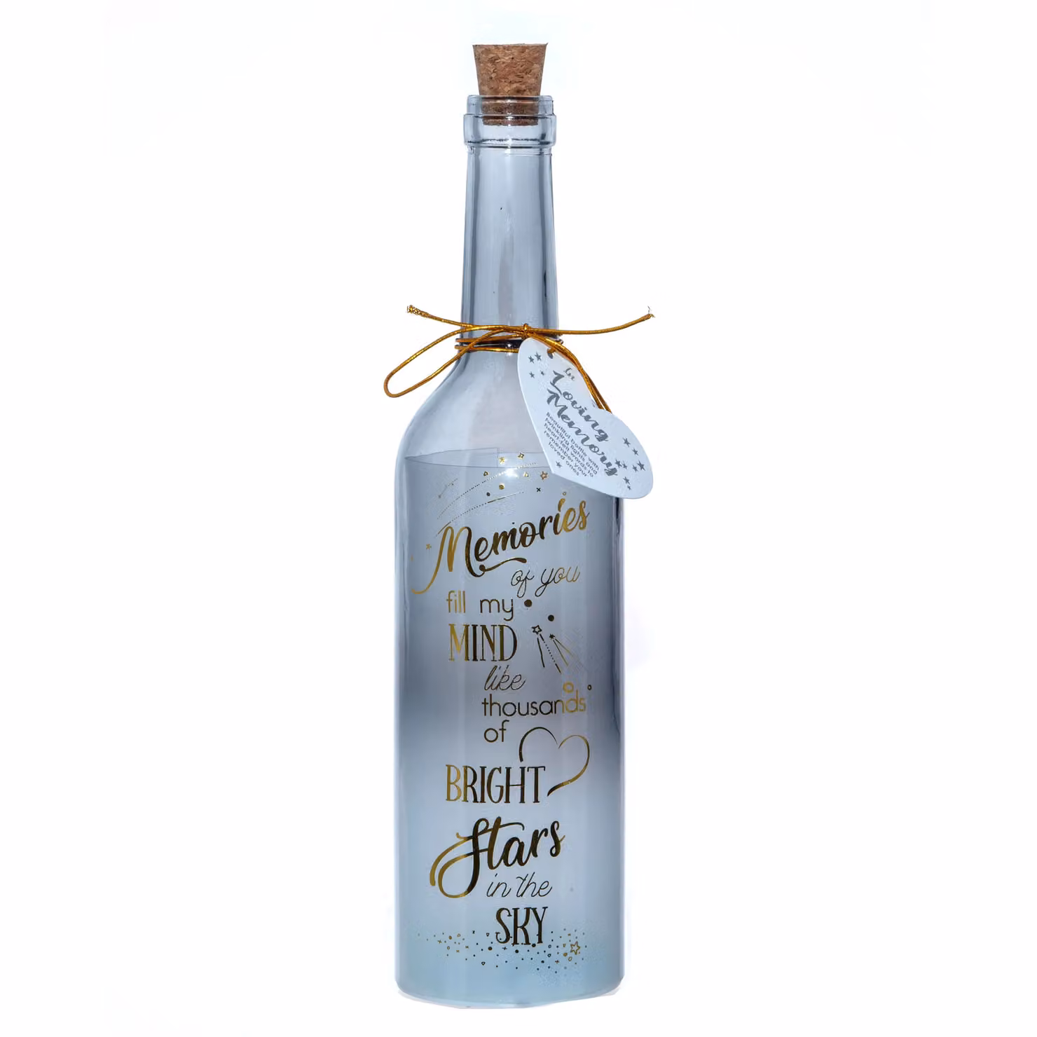 Boxer Gifts Memories of You Memorial Light-Up LED Starlight Bottle in Multicolour, Grey, White and Transparent – 2