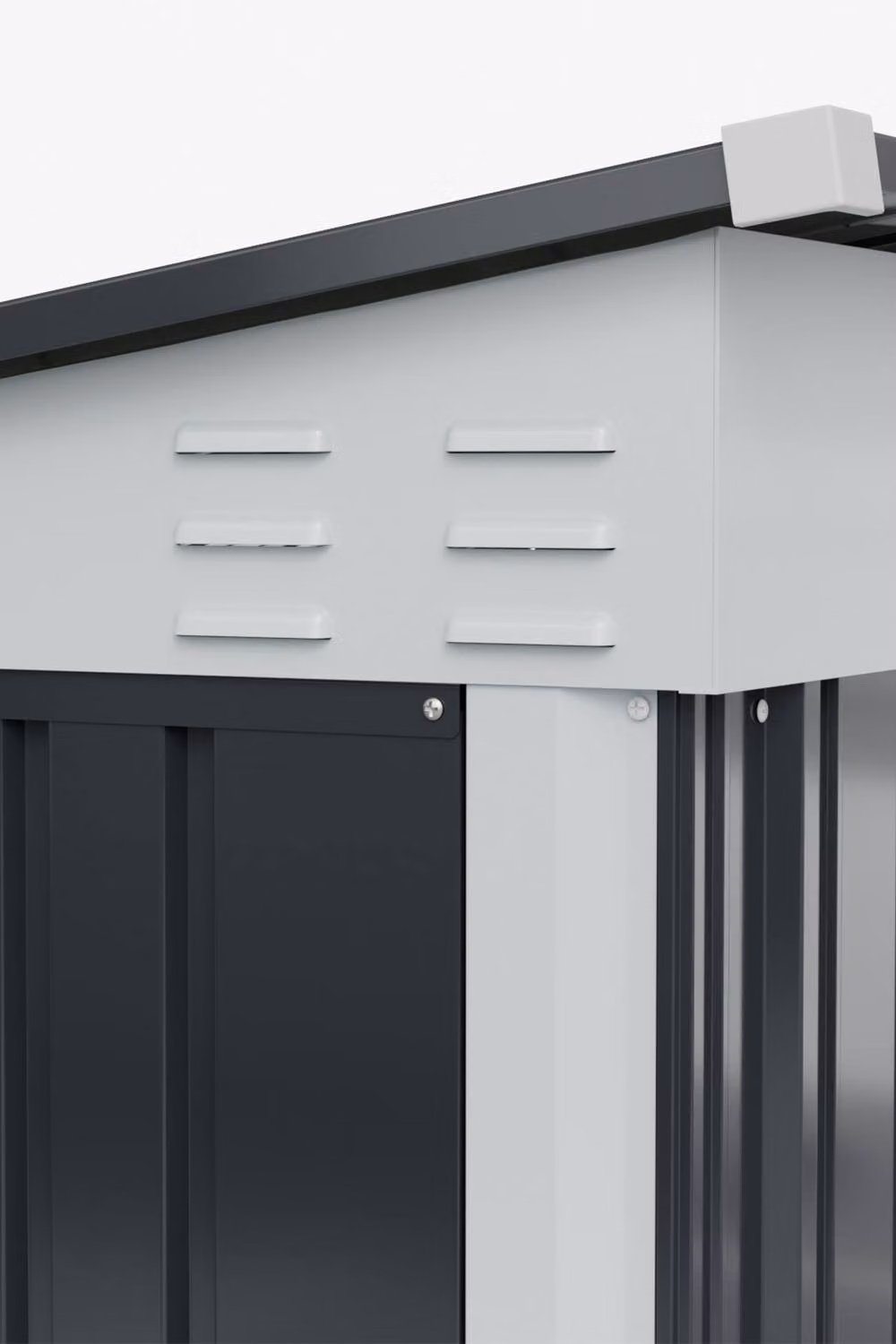 Living and Home Black Metal Pent Roof Garden Tool Shed Outdoor Patio Storage House W: 180 cm, D: 130 cm, H: 231 cm – 6