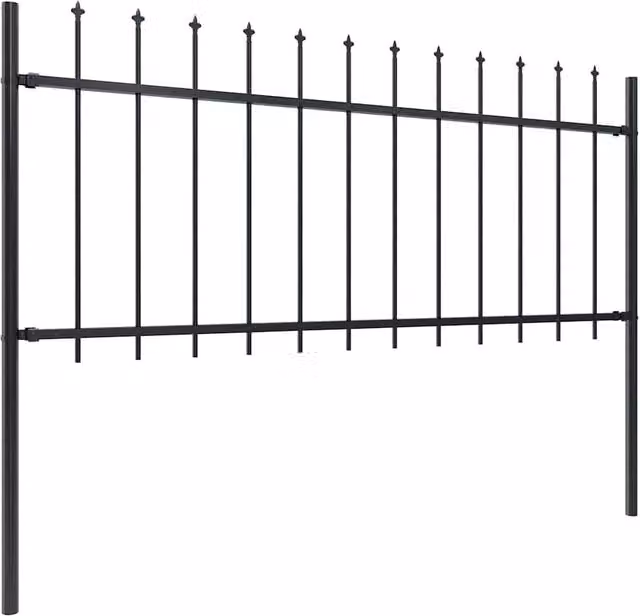 Berkfield Home Black Powder-Coated Steel Spear Top Garden Fence