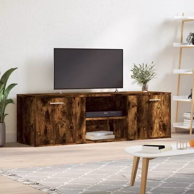 Berkfield Home Smoked Oak TV Cabinet in Brown, W/D/H: 120 x 34 x 37 cm
