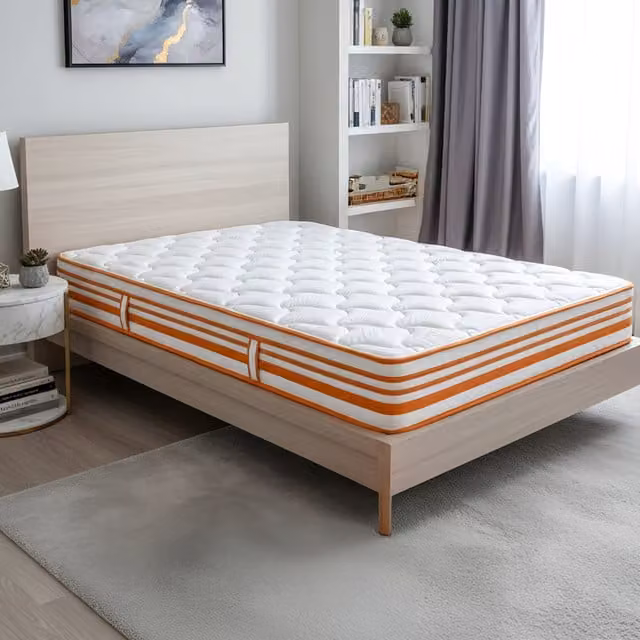 Livingandhome King Size Wavy Foam and Pocket Spring Hybrid Mattress in Orange and White, W/D/H: 180 x 200 x 27.94 cm