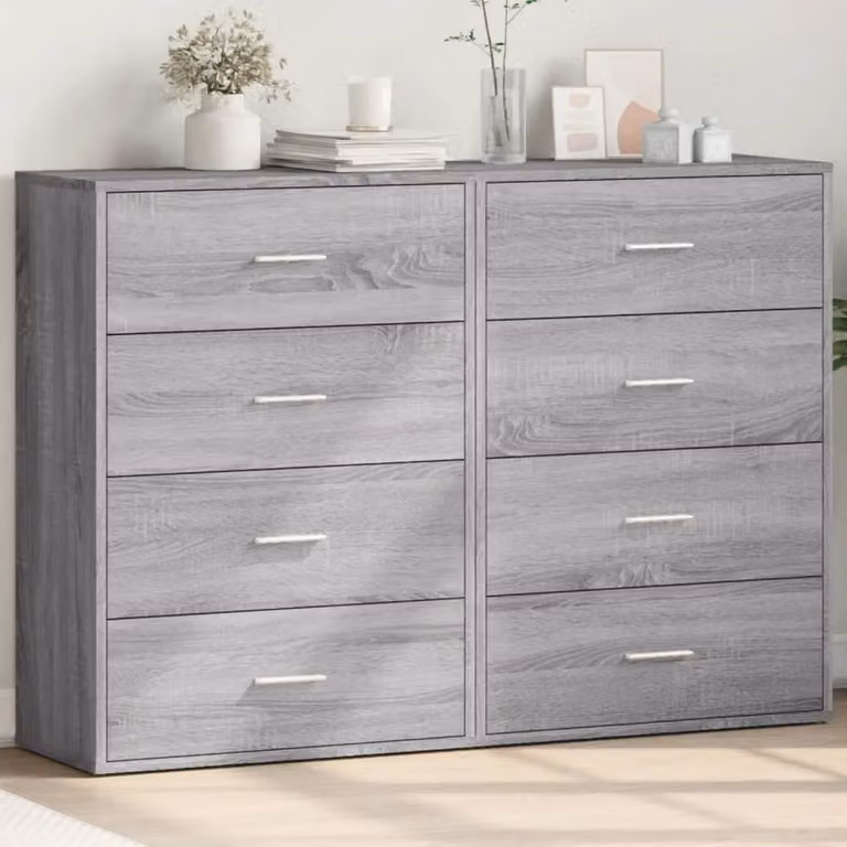 Berkfield Home Set of 2 Grey Sonoma Sideboards, W/D/H: 60 x 31 x 84 cm