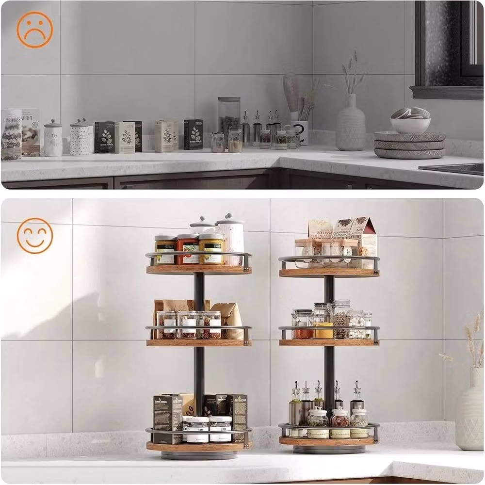 Kelvenix 3-Layer Rotating Metal Spice Rack in Brown – 5