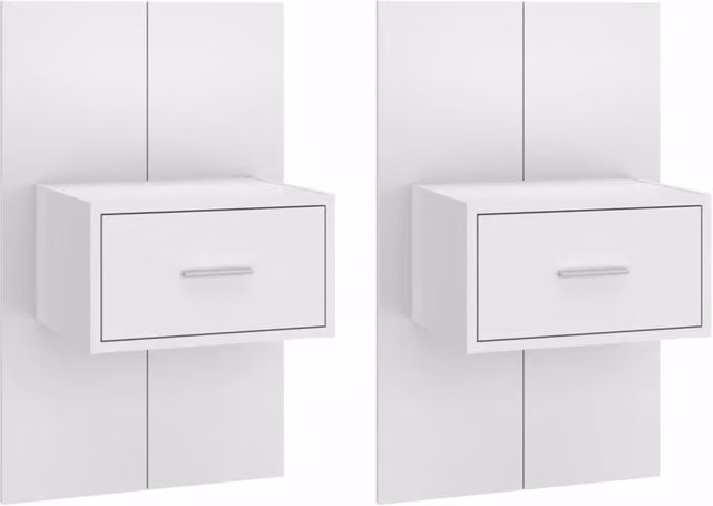 Berkfield Home Wall-mounted Bedside Cabinets, 2 Piece Set, White