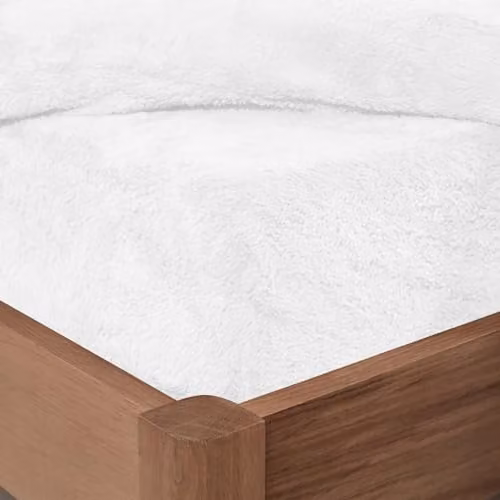 OHS White Teddy Fleece Thermal Fitted Bed Sheet, Single, 90 x 190 cm – 1