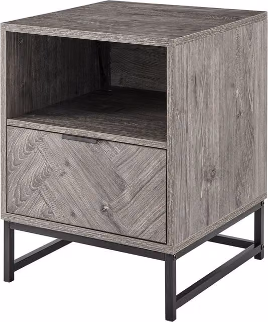 LIVIVO Grey Side Table with Drawer and Shelf – 1
