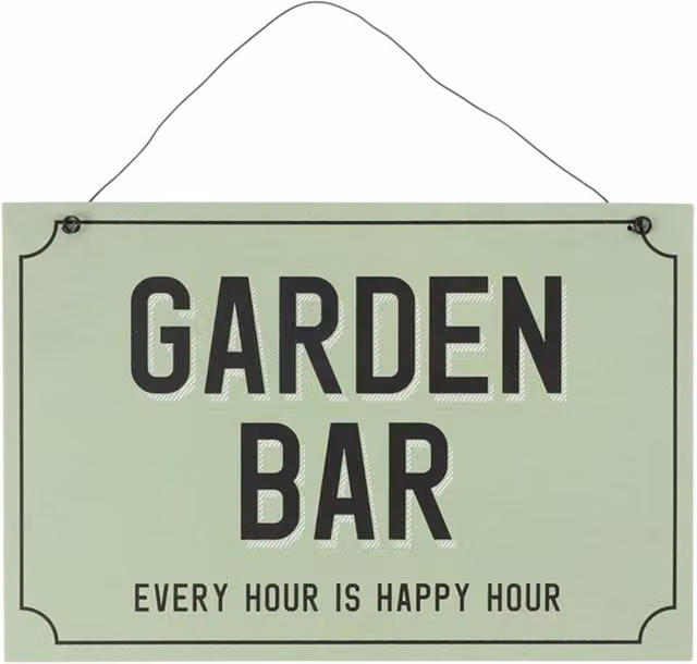 KDMK Humorous Garden Bar Hanging Sign in Dark Green, W: 20 cm, H: 30 cm
