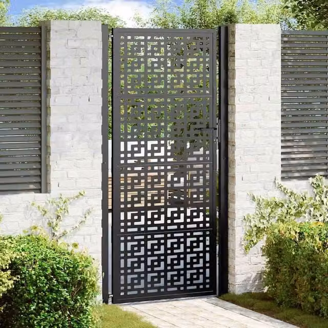 Berkfield Home Black Steel Garden Gate, W: 105 cm, H: 205 cm