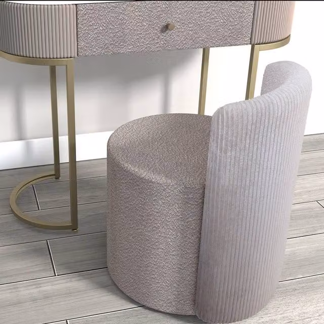 Carme Home Hattie Mocha Bouclé Stool in Brown – 1