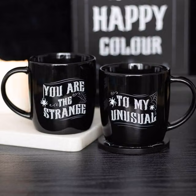 Uniqueful Strange and Unusual Couples Ceramic Mug Set in Black, 2 x 350 ml – 1