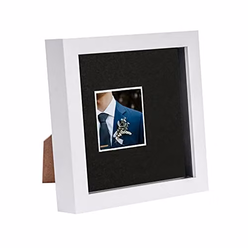 Nicola Spring Square 3D Shadow Box Single Photo Frame in White and Black