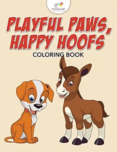 Kreative Kids Playful Paws, Happy Hoofs Colouring Book for Children, Multicolour