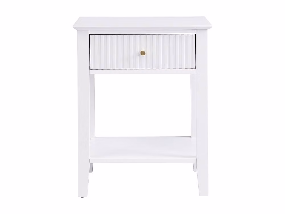 NIRIVA White MDF Bedside Table with 1 Drawer and 1 Shelf – 2