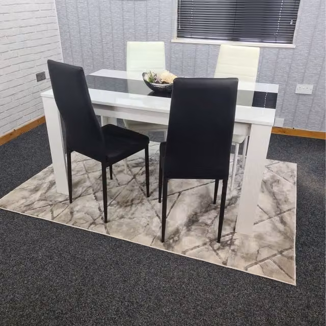 Kosy Koala Modern Black and White Dining Set with Rectangular Table and 4 Chairs