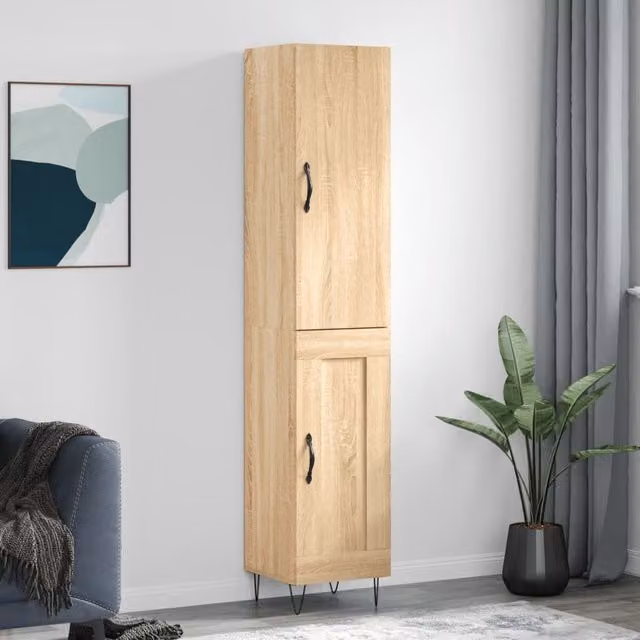 Berkfield Home Sonoma Oak Highboard in Brown, W/D/H: 34.5 x 34.0 x 180.0 cm – 1