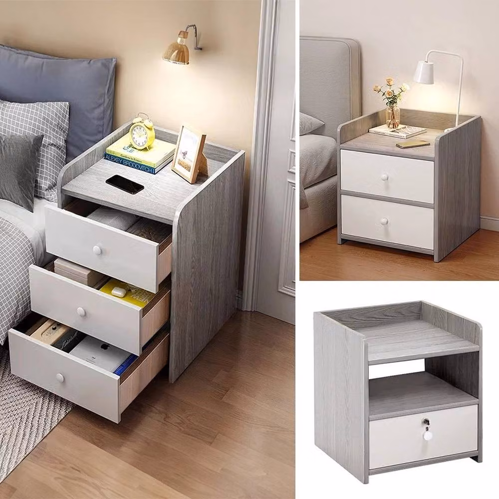 FORGEVIO Classic 3 Drawer Bedside Cabinet in Grey – 5