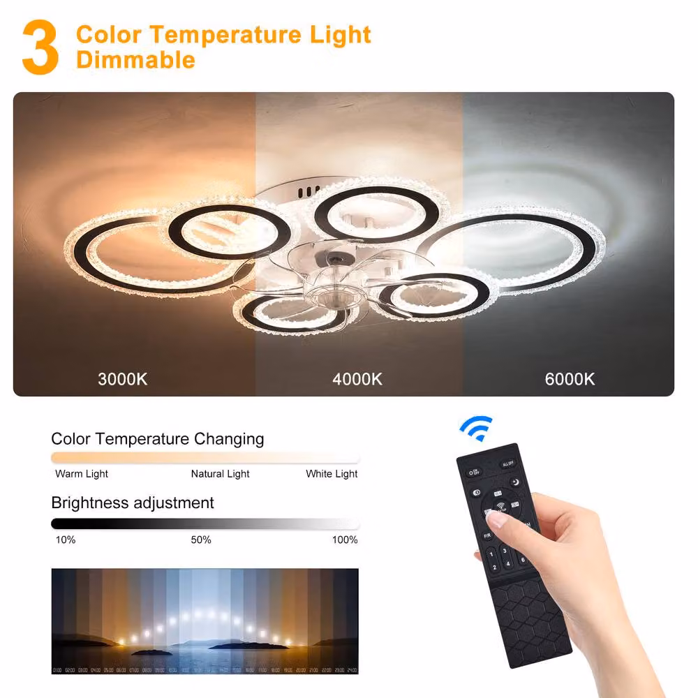 NIVOR White LED Dimmable Ceiling Light with DC Motor Fan and Remote Control – 2