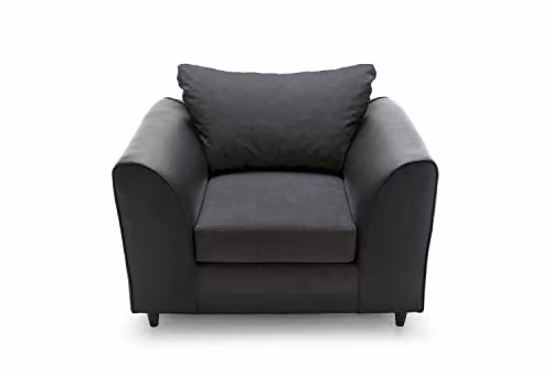 Abakus Direct Dylan Black Chenille and Faux Leather Swivel Armchair – 3