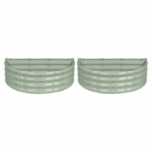 Harbour Housewares Pack of 2 Raised Garden Beds in Green and Anthracite, Galvanised Steel Metal Planters, W/D/H: 90 x 45 x 30 cm
