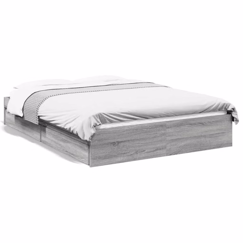 Berkfield Home Modern Bed Frame with Drawers in Grey, W: 140 cm, L: 200 cm – 2