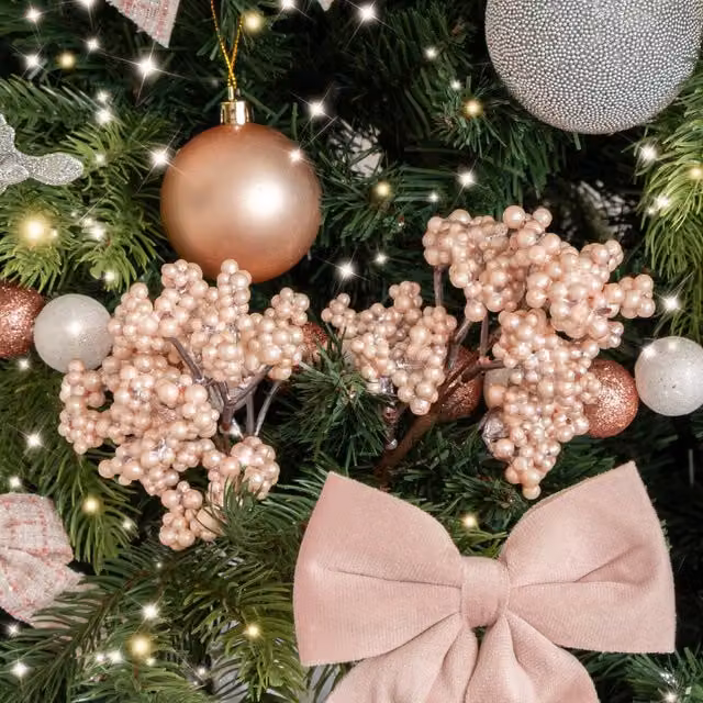 Melody Maison Set of 2 Pink Mulberry Pick Christmas Decorations, Height: 23 cm