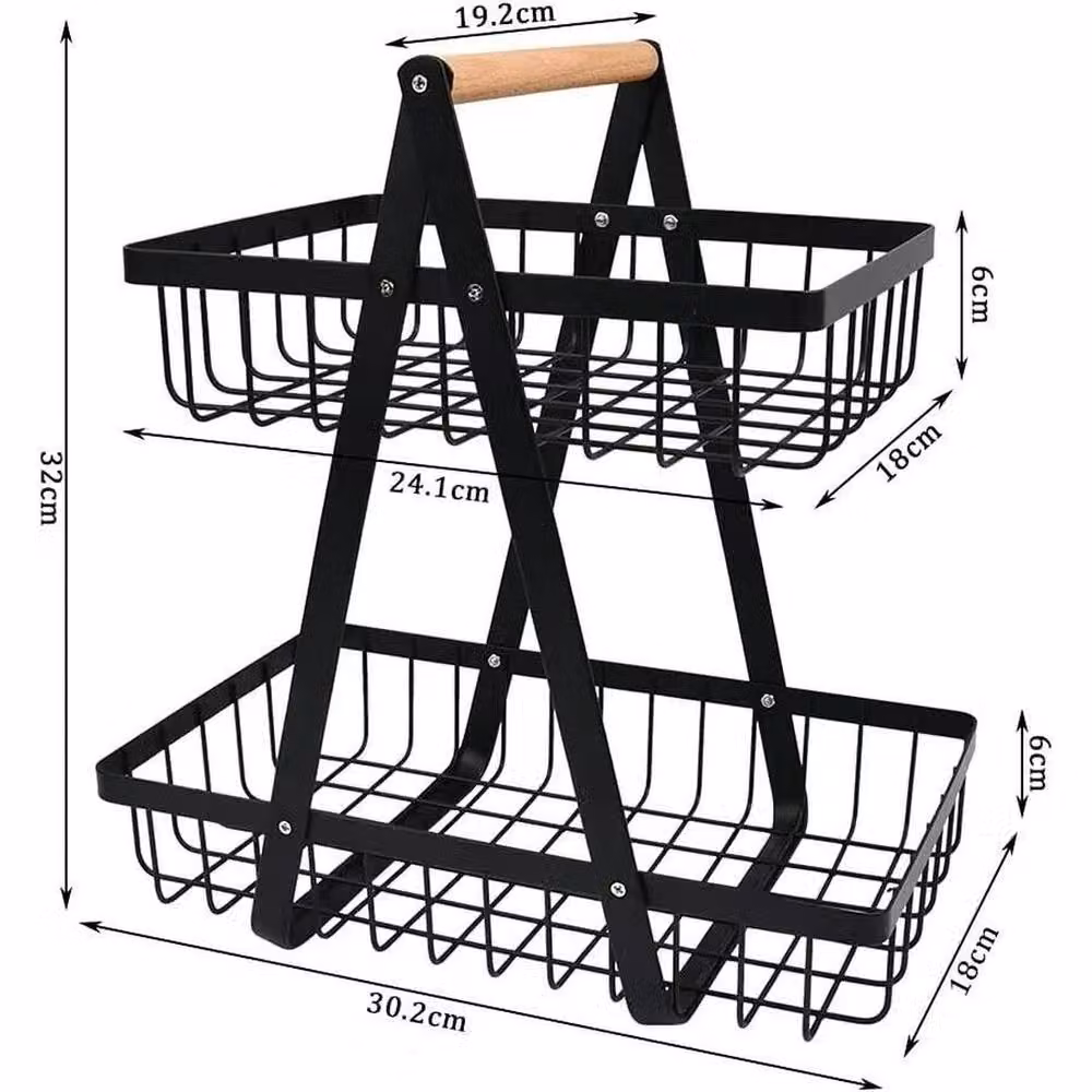 Kelvenix 2-Tier Fruit Storage Basket in Black – 2