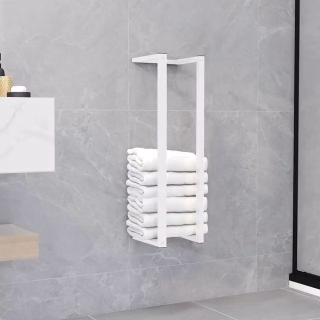 EONLION Wall-Mounted Metal Towel Rack, White, W/D/H: 12.5 x 12.5 x 60 cm – 1