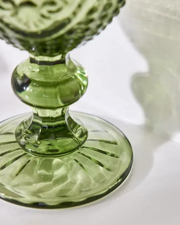 Dibor Set of 4 Green Vintage Luxury Wine Glasses, 310ml per glass – 3