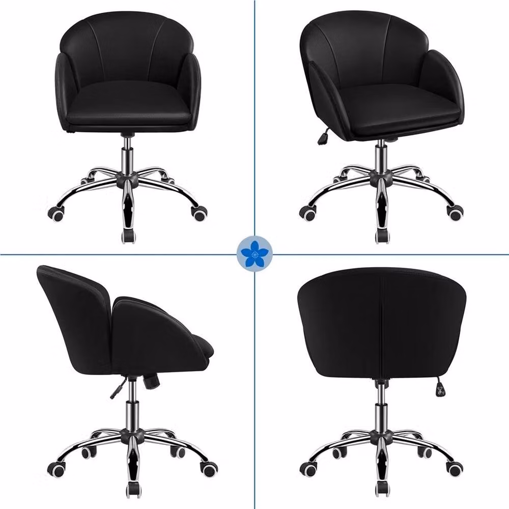 Kelvenix Modern Black Synthetic Leather Swivel Task Chair for Home Office and Adults – 5
