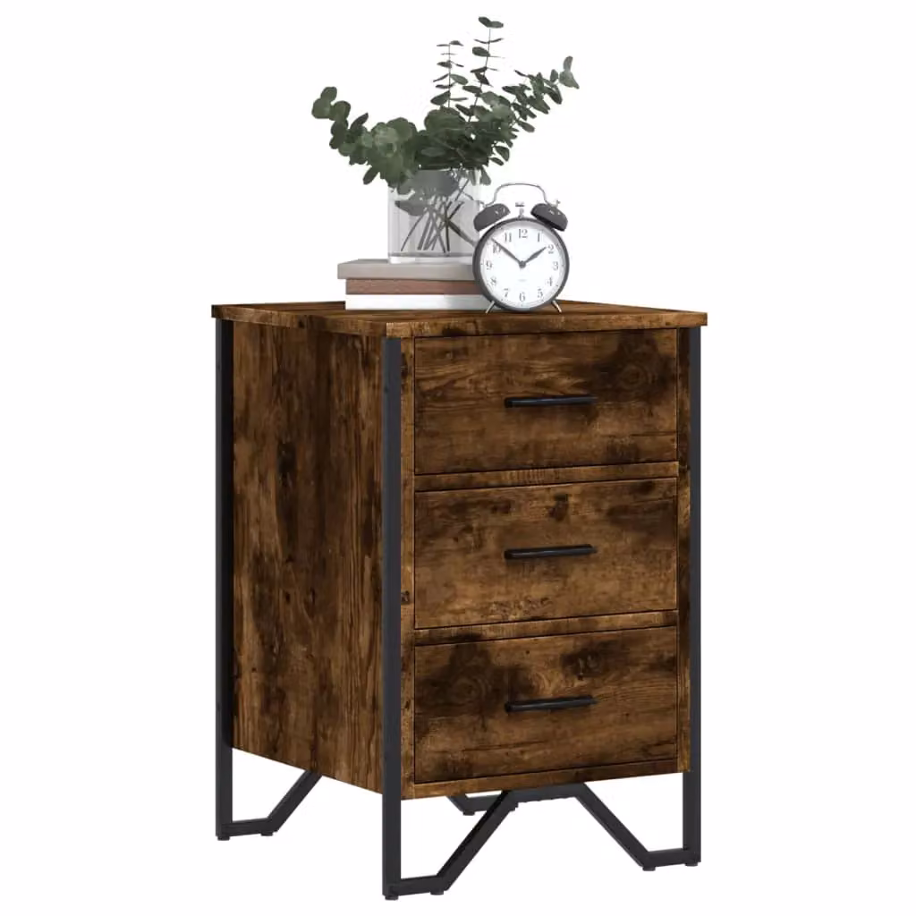 Berkfield Home Smoked Oak Bedside Cabinet in Brown, W/D/H: 40 x 41 x 60 cm – 4