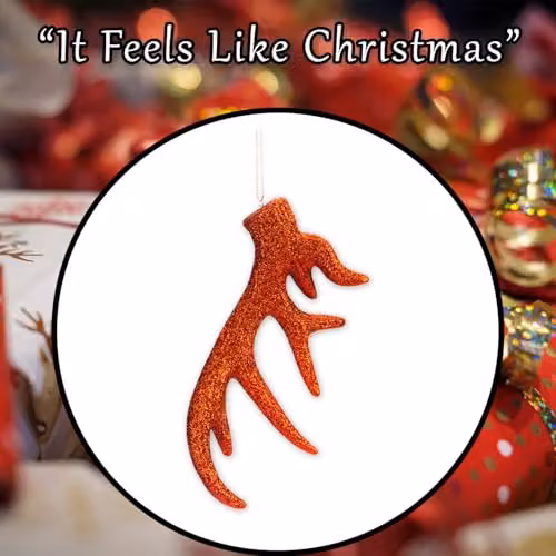 VFM e-Store Red Hanging Stag Antler Christmas Tree Ornament, H 17 cm x W 7 cm x D 2 cm – 7