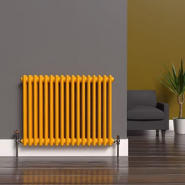 Lux Heat Horizontal Column Radiator in Sunflower Yellow, W: 78.5 cm, H: 60 cm