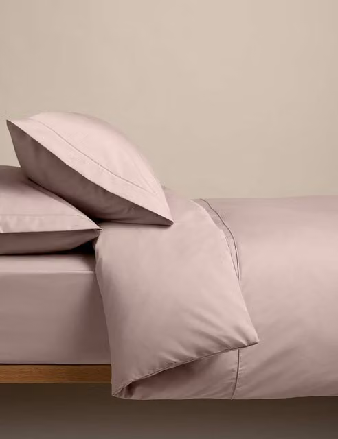 M&S Egyptian Cotton 230 Thread Count Duvet Cover Set, Pink, 90 x 190 cm