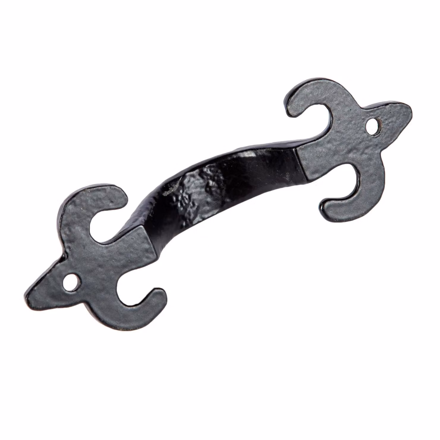 Hammer & Tongs Antique Fleur De Lis Iron Door Handle in Matt Black, Pack of 2, Height: 10.5 cm – 3