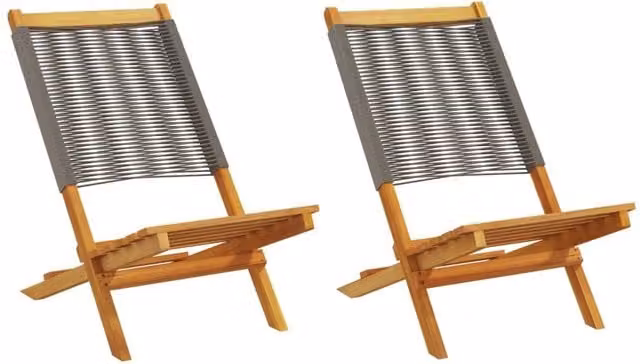 Berkfield Home Set of 2 Grey Acacia Wood and Polypropylene Garden Chairs – 1